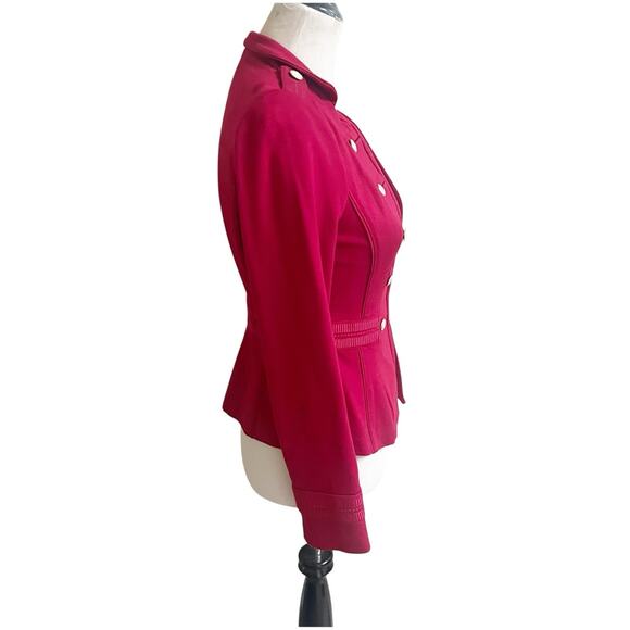 White House Black Market Military Style Fitted Blazer Jacket Sz 0 Fuschia Ponte - Picture 4 of 11